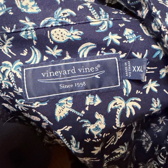 Vineyard Vines Blue White Patterned pineapple palm tree size 2x mint cond - Picture 3 of 6
